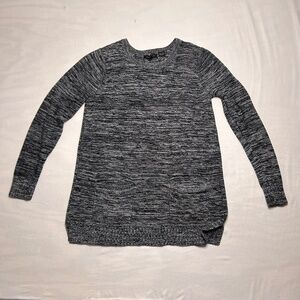 Jeanne Pierre Womens Gray Knit Pullover Sweater Small Long Sleeve Pockets